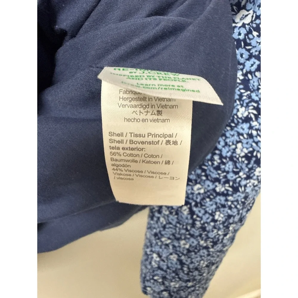 J.CREW Women Short Quilted‎ Cotton Blend Blue Floral Jacket Womens 8